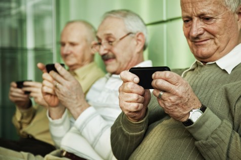 seniors browsing their smart phones